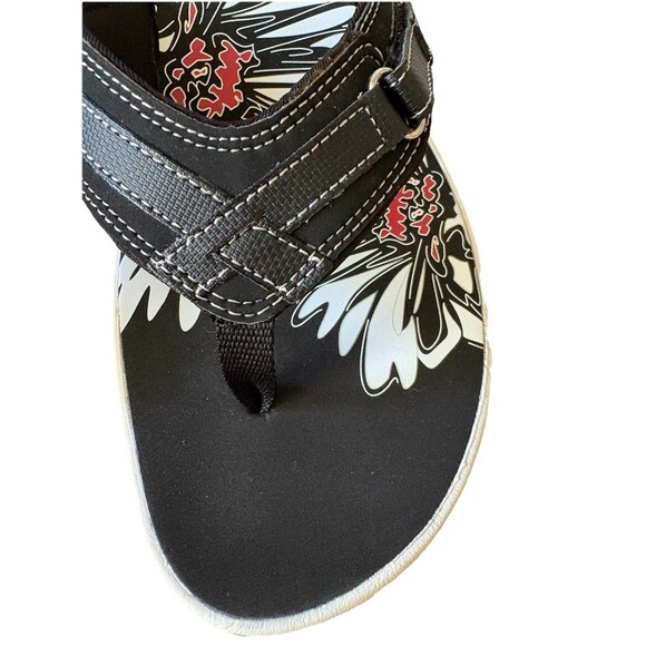 Clarks Breeze Sea Flip Flops Thong Comfort Sandals NEW Women 12 Black White Red - Picture 4 of 9